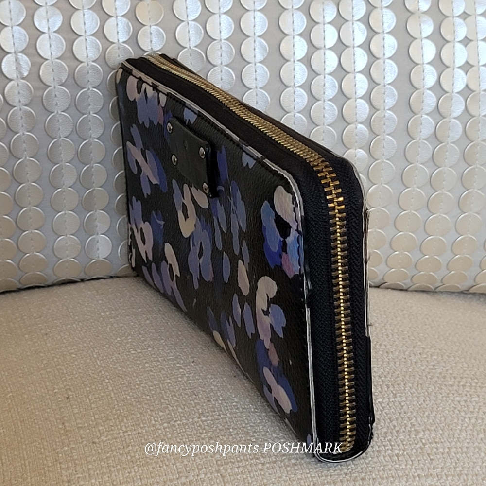 KATE SPADE floral multi-compartment multi-zip purse large wallet card holder - Picture 8 of 17